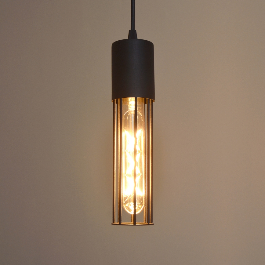 Ljuskrona med textilsladd MELODY 2xE27/15W/230V svart