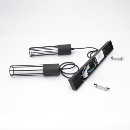 Ljuskrona med textilsladd MELODY 2xE27/15W/230V svart