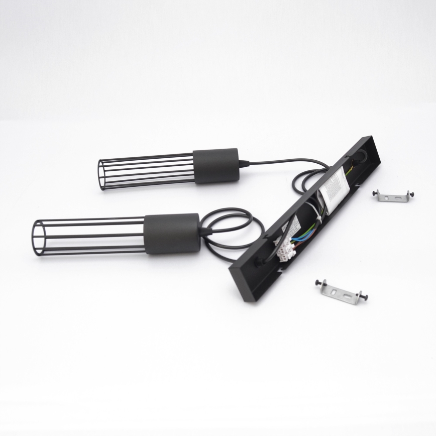 Ljuskrona med textilsladd MELODY 2xE27/15W/230V svart