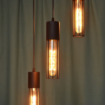 Ljuskrona med textilsladd MELODY 3xE27/15W/230V svart