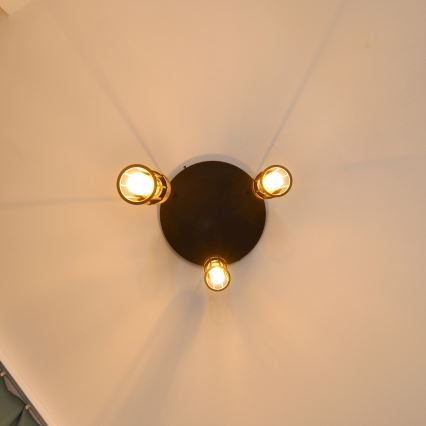 Ljuskrona med textilsladd MELODY 3xE27/15W/230V svart