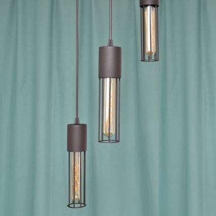 Ljuskrona med textilsladd MELODY 3xE27/15W/230V svart