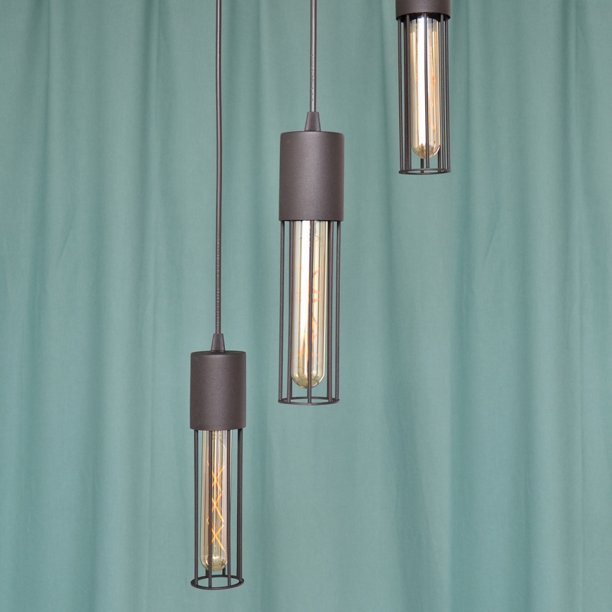 Ljuskrona med textilsladd MELODY 3xE27/15W/230V svart