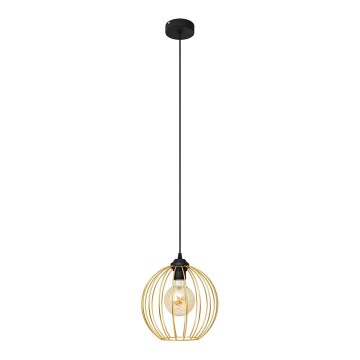 Ljuskrona med textilsladd MERCURE 1xE27/15W/230V guld/svart