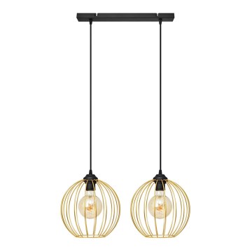 Ljuskrona med textilsladd MERCURE 2xE27/15W/230V guld/svart