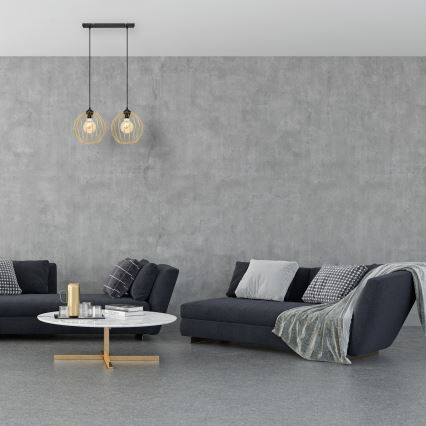 Ljuskrona med textilsladd MERCURE 2xE27/15W/230V guld/svart