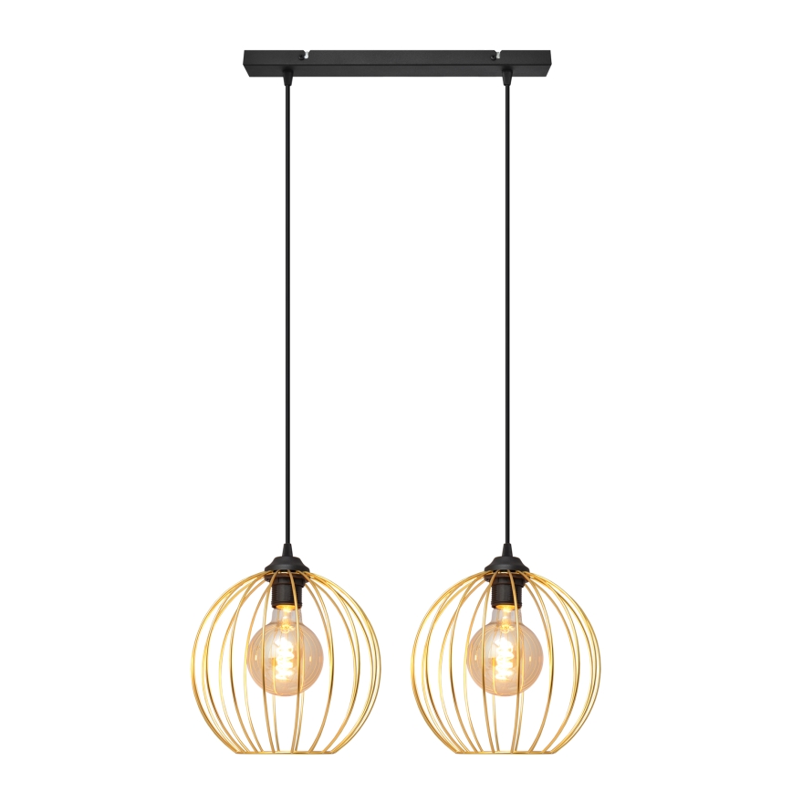 Ljuskrona med textilsladd MERCURE 2xE27/15W/230V guld/svart