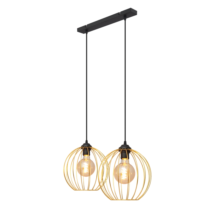 Ljuskrona med textilsladd MERCURE 2xE27/15W/230V guld/svart