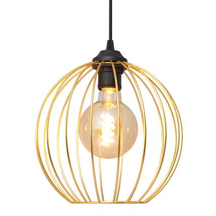 Ljuskrona med textilsladd MERCURE 3xE27/15W/230V guld/svart