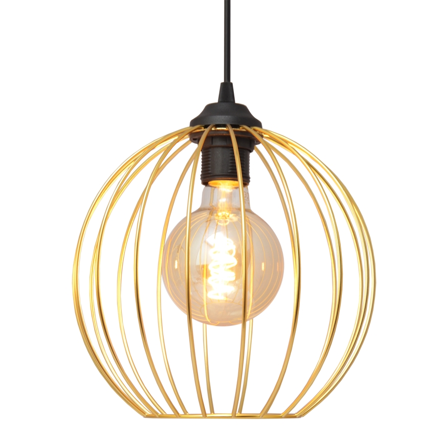 Ljuskrona med textilsladd MERCURE 3xE27/15W/230V guld/svart