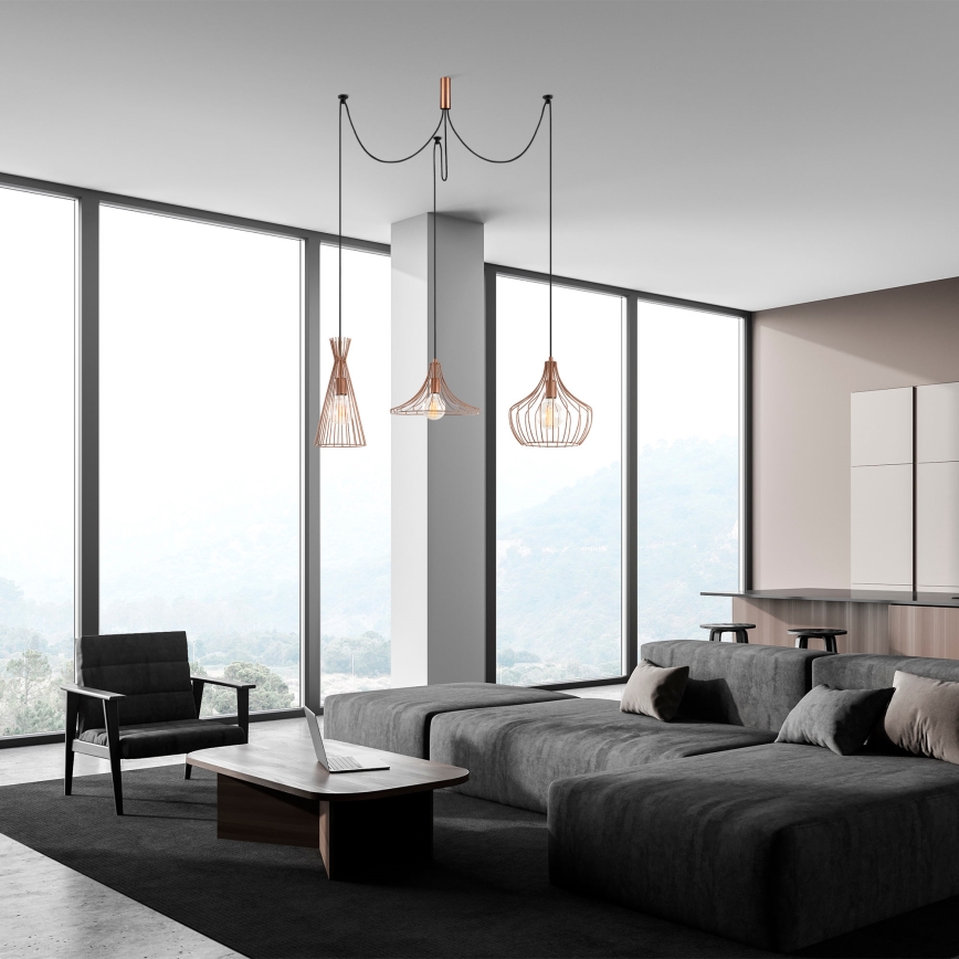 Ljuskrona med textilsladd MEZOPOTAMYA 3xE27/40W/230V spindel