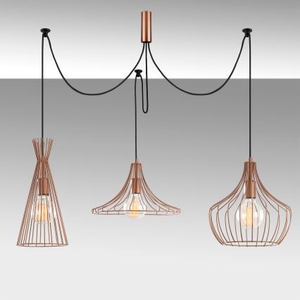 Ljuskrona med textilsladd MEZOPOTAMYA 3xE27/40W/230V spindel