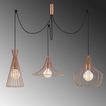 Ljuskrona med textilsladd MEZOPOTAMYA 3xE27/40W/230V spindel