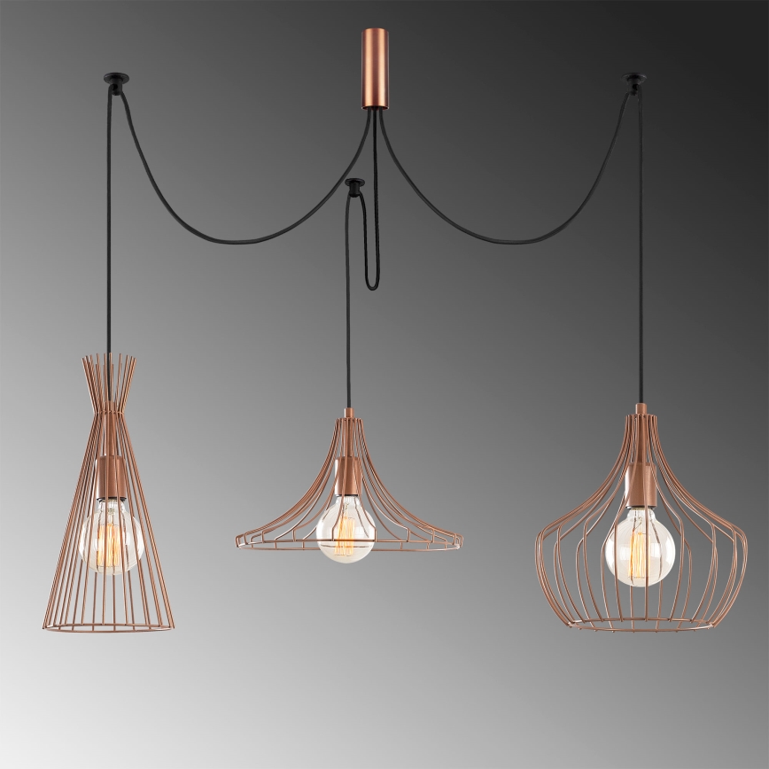 Ljuskrona med textilsladd MEZOPOTAMYA 3xE27/40W/230V spindel