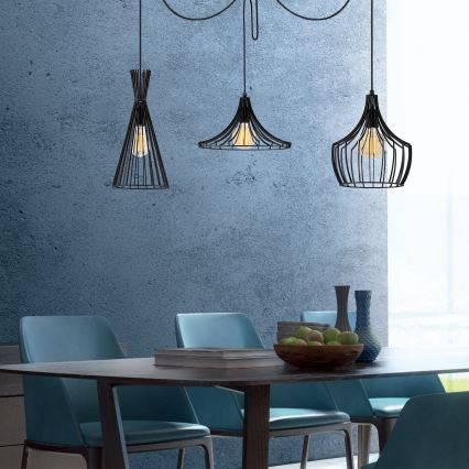 Ljuskrona med textilsladd MEZOPOTAMYA 3xE27/40W/230V spindel