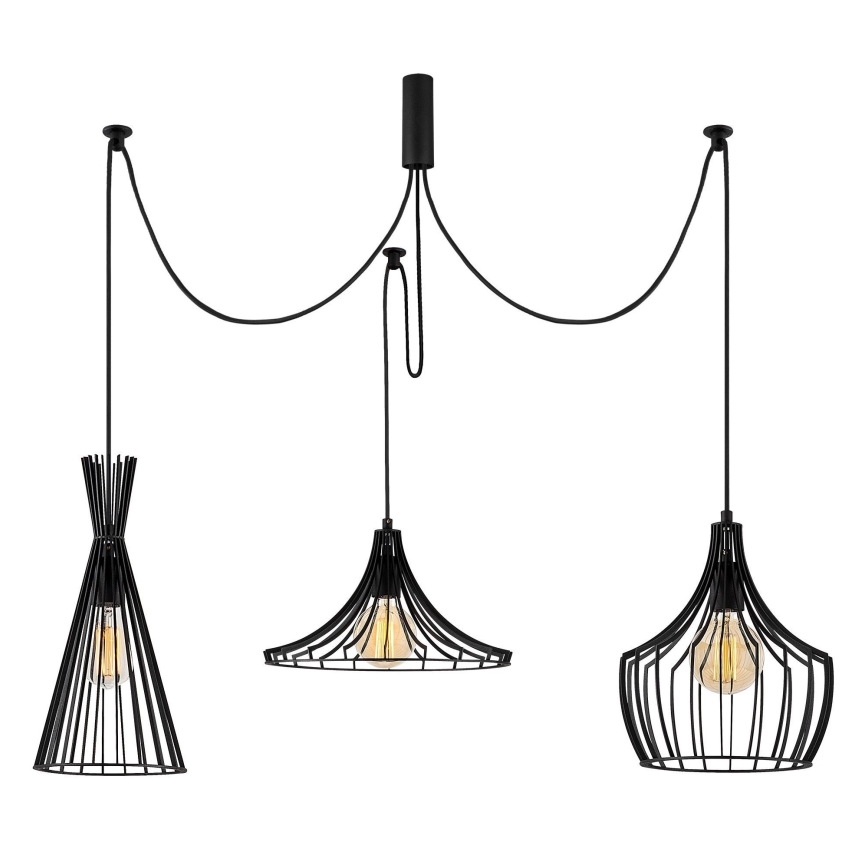 Ljuskrona med textilsladd MEZOPOTAMYA 3xE27/40W/230V spindel