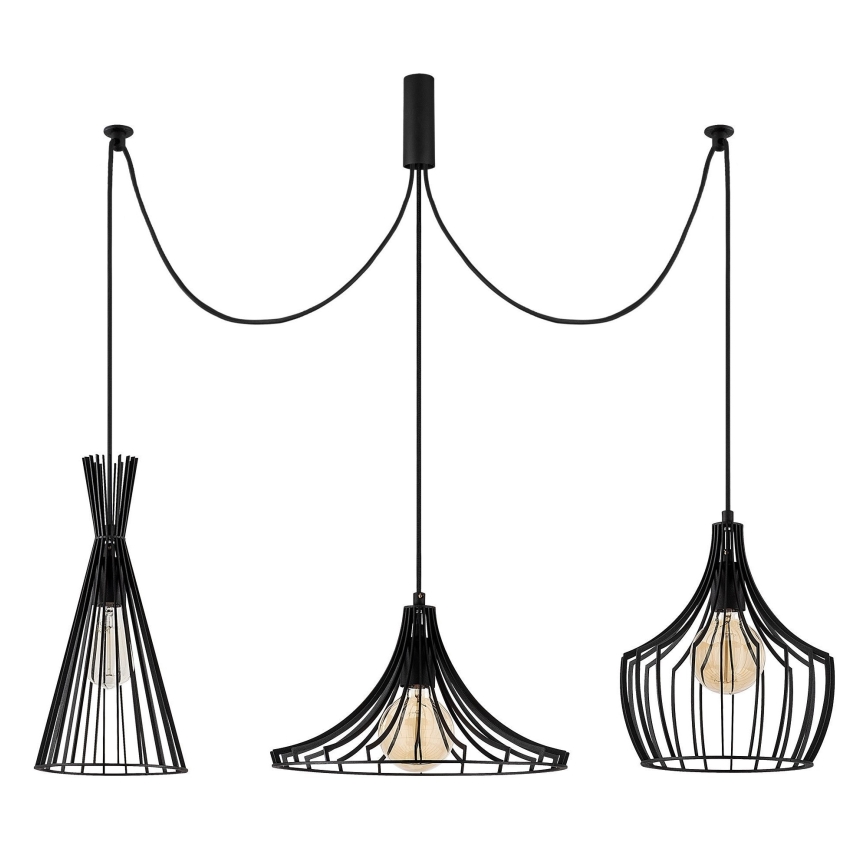 Ljuskrona med textilsladd MEZOPOTAMYA 3xE27/40W/230V spindel