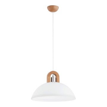 Ljuskrona med textilsladd MIGOT 1xE27/15W/230V beige/skinande krom