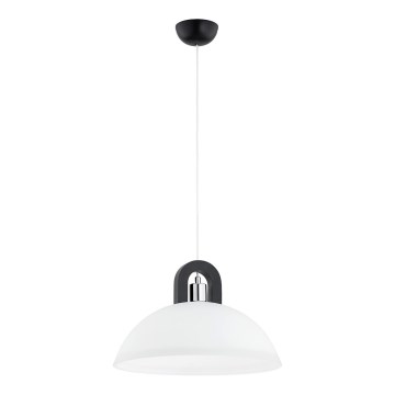 Ljuskrona med textilsladd MIGOT 1xE27/15W/230V svart/skinande krom