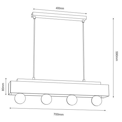 Ljuskrona med textilsladd MILUZA 4xE27/15W/230V