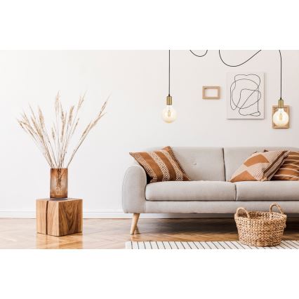 Ljuskrona med textilsladd MIROS 2xE27/60W/230V spindel svart/guld