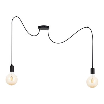 Ljuskrona med textilsladd MIROS 2xE27/60W/230V spindel svart