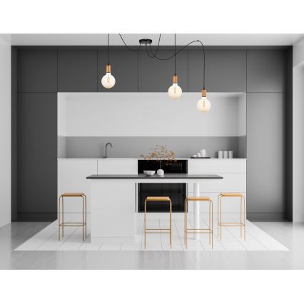 Ljuskrona med textilsladd MIROS 3xE27/60W/230V spindel svart/koppar