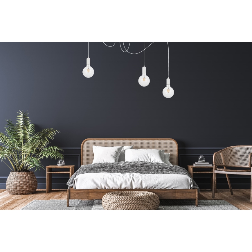 Ljuskrona med textilsladd MIROS 3xE27/60W/230V spindel vit