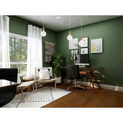 Ljuskrona med textilsladd MIROS 3xE27/60W/230V spindel vit/koppar