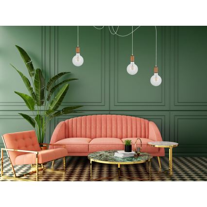 Ljuskrona med textilsladd MIROS 3xE27/60W/230V spindel vit/koppar