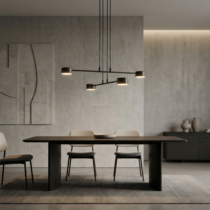 Ljuskrona med textilsladd MODUS 4xGX53/12W/230V svart