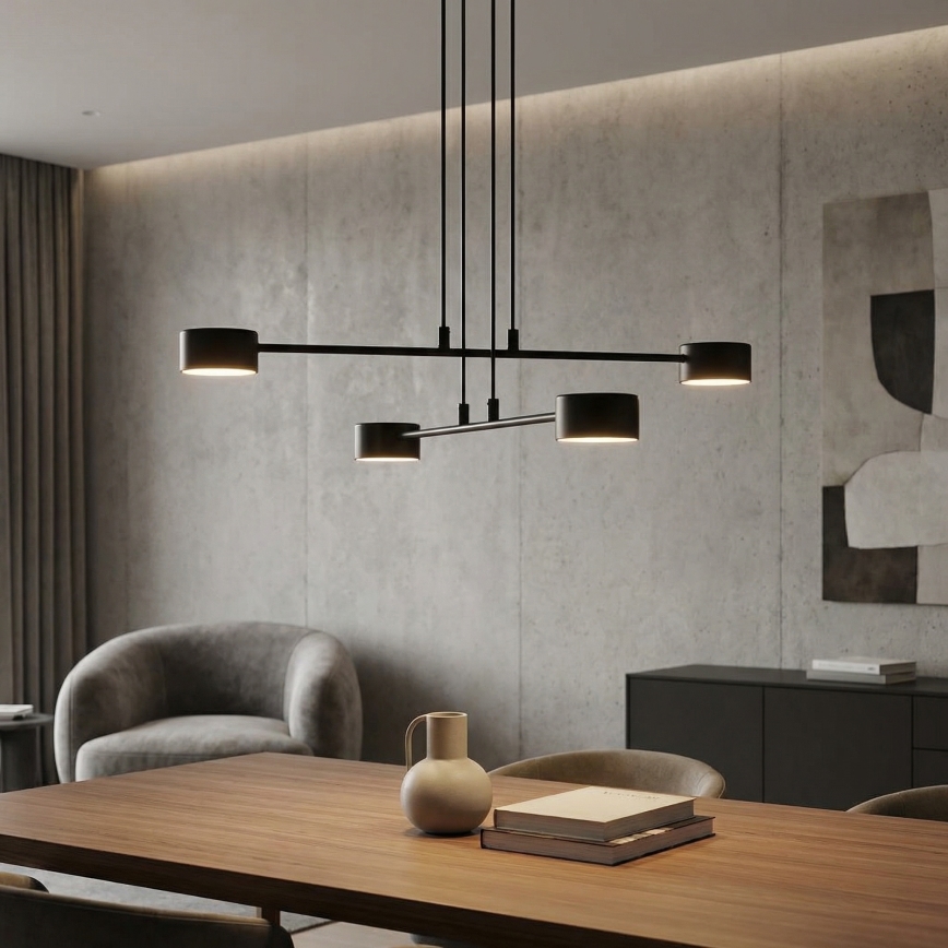 Ljuskrona med textilsladd MODUS 4xGX53/12W/230V svart