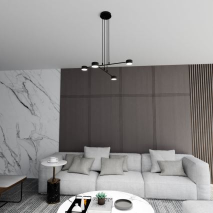 Ljuskrona med textilsladd MODUS 4xGX53/12W/230V svart