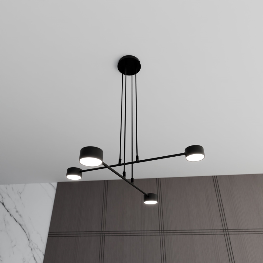 Ljuskrona med textilsladd MODUS 4xGX53/12W/230V svart