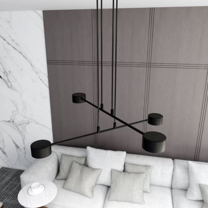 Ljuskrona med textilsladd MODUS 4xGX53/12W/230V svart