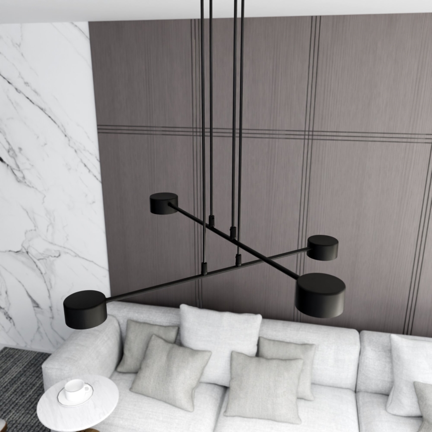 Ljuskrona med textilsladd MODUS 4xGX53/12W/230V svart