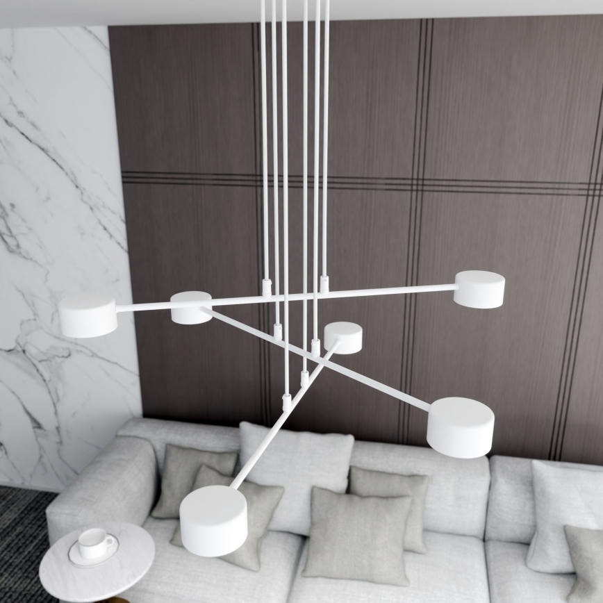 Ljuskrona med textilsladd MODUS 6xGX53/10W/230V vit