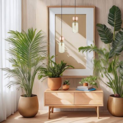 Ljuskrona med textilsladd MOLLY 1xE14/40W/230V diameter 12 cm guld/grön/rosa