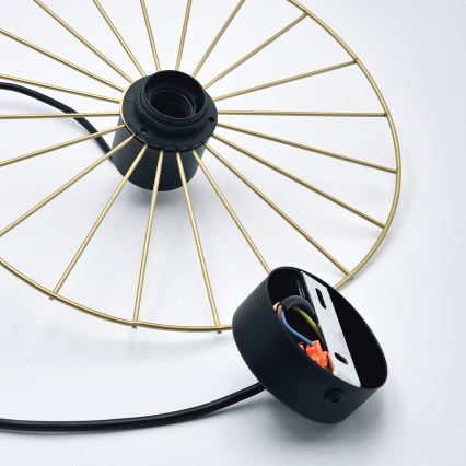Ljuskrona med textilsladd MONTANA 1xE27/15W/230V diameter 30 cm guld/svart