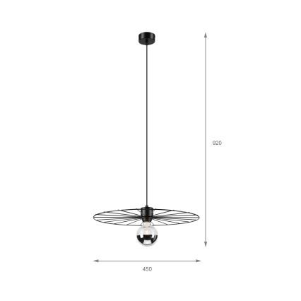 Ljuskrona med textilsladd MONTANA 1xE27/15W/230V diameter 45 cm svart
