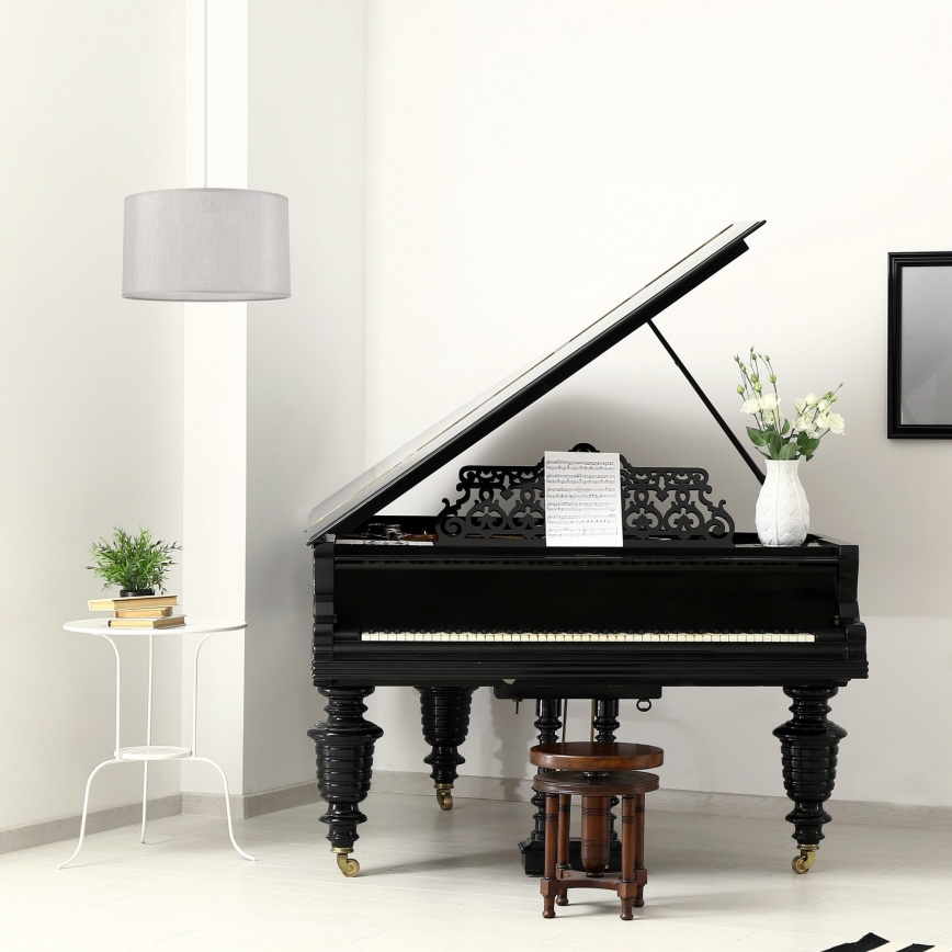 Ljuskrona med textilsladd MONTE 1xE27/60W/230V silver