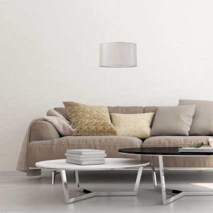 Ljuskrona med textilsladd MONTE 1xE27/60W/230V silver