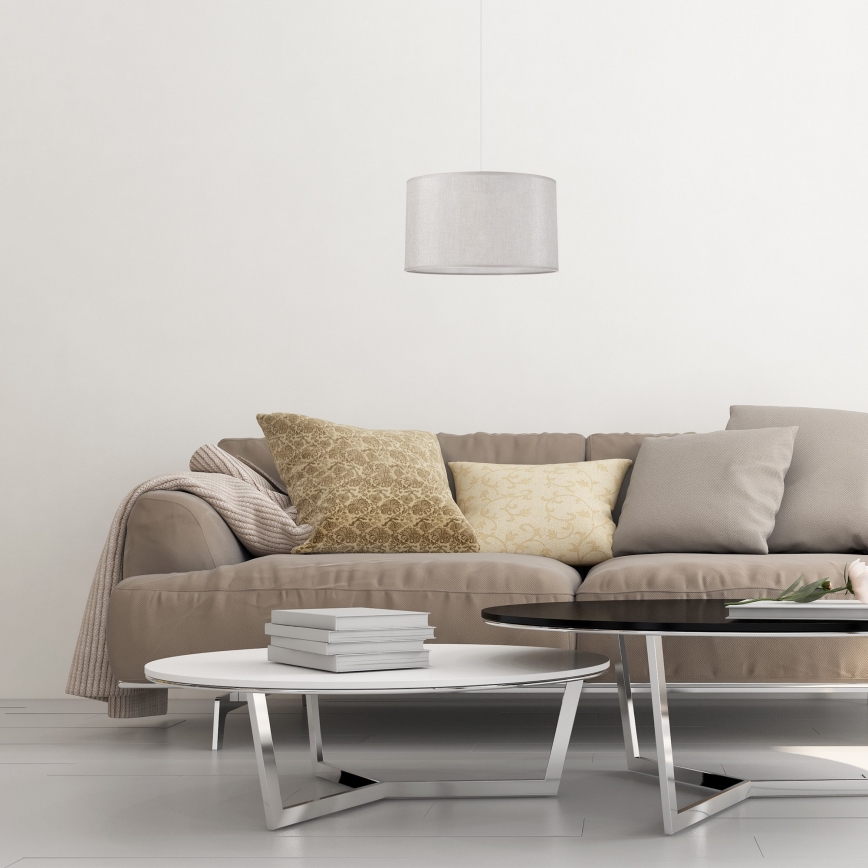 Ljuskrona med textilsladd MONTE 1xE27/60W/230V silver