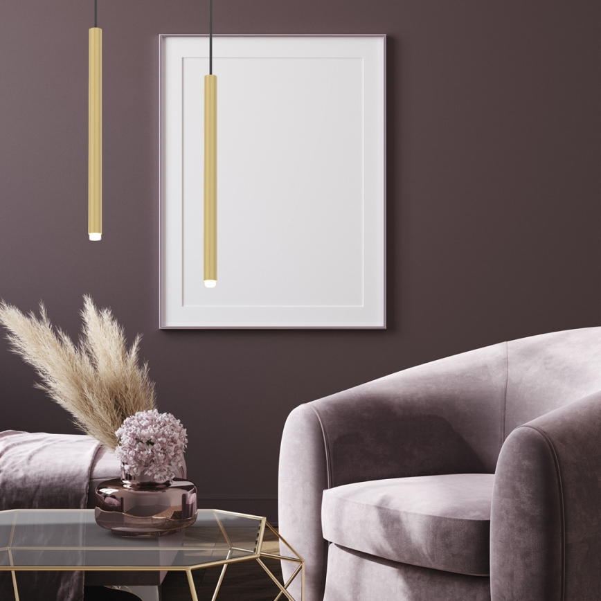 Ljuskrona med textilsladd MONZA 1xG9/8W/230V gyllene