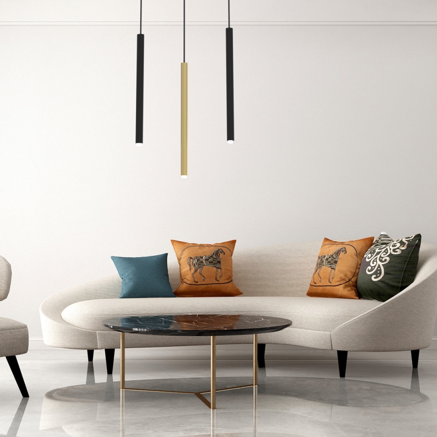 Ljuskrona med textilsladd MONZA 3xG9/8W/230V svart/gyllene