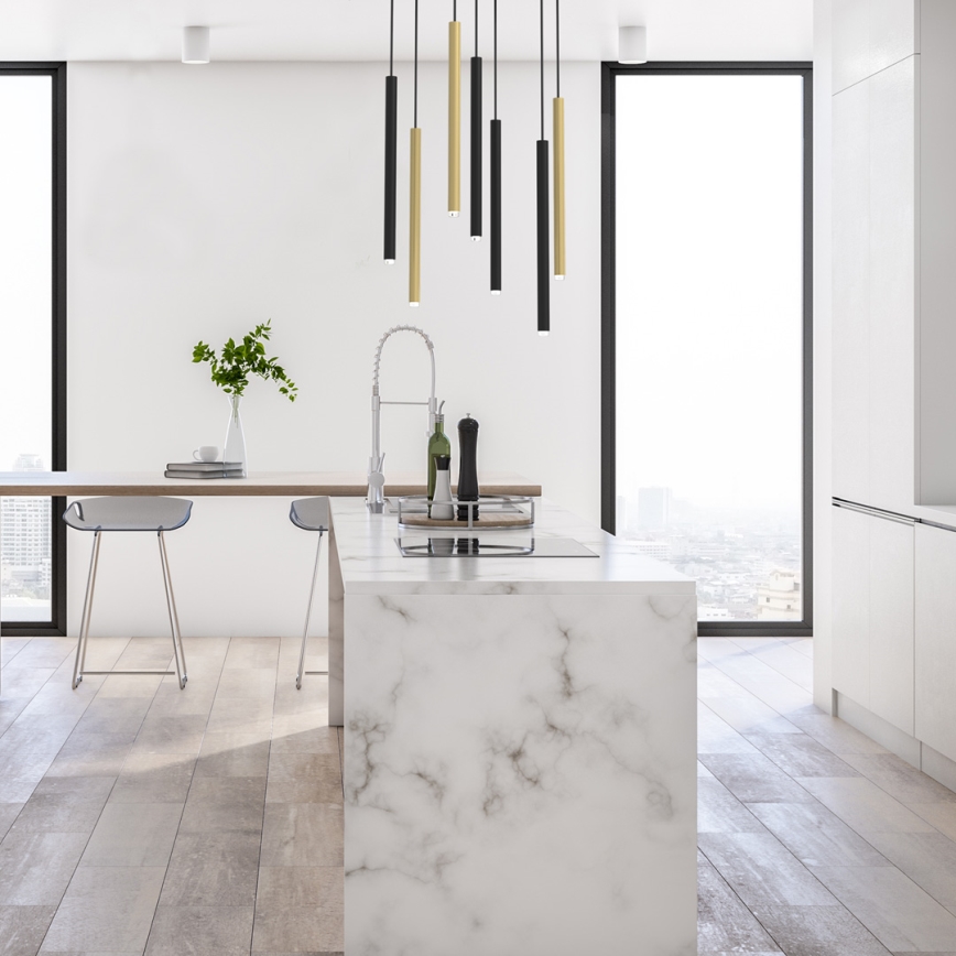 Ljuskrona med textilsladd MONZA 7xG9/8W/230V svart/gyllene