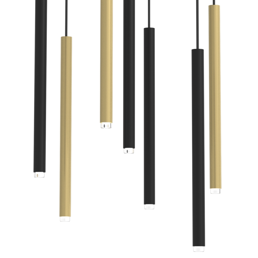 Ljuskrona med textilsladd MONZA 7xG9/8W/230V svart/gyllene