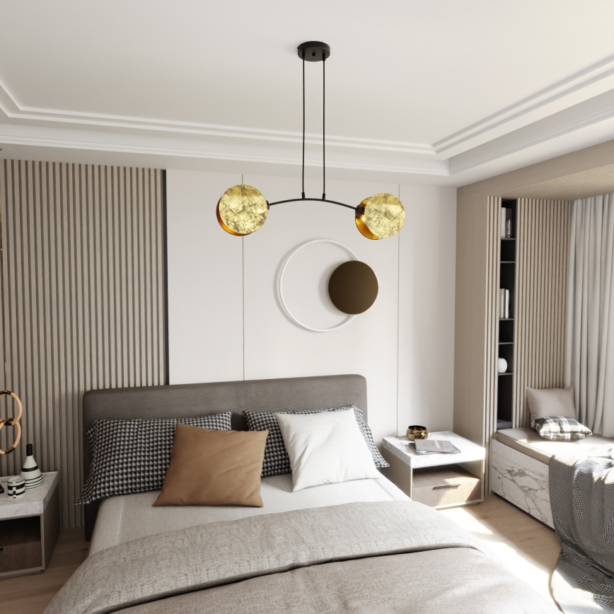 Ljuskrona med textilsladd MOTIF 2xE14/10W/230V guld