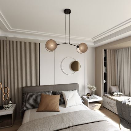 Ljuskrona med textilsladd MOTIF 2xE27/15W/230V beige