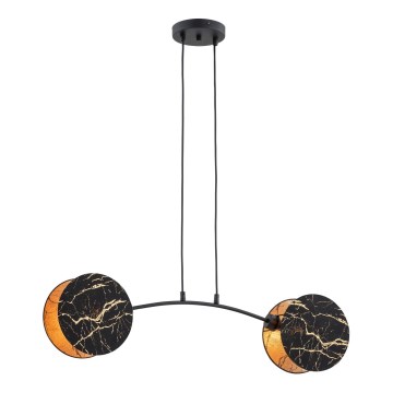 Ljuskrona med textilsladd MOTIF 2xE27/15W/230V svart/guld